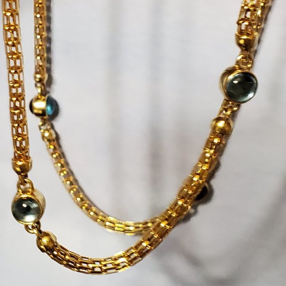 14K  YELLOW  GOLD  AMETHYST  &  TOPAZ  NECKLACE. - Picture 12 of 12